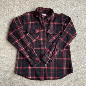 LEVI'S Black and Red Plaid Fleece Shirt Jacket Medium